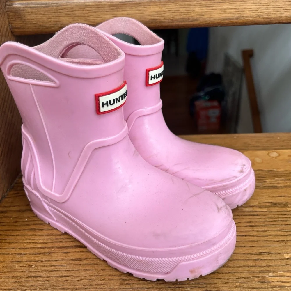 Girls light pink Hunter Kids' Georgey waterproof rain boot 13